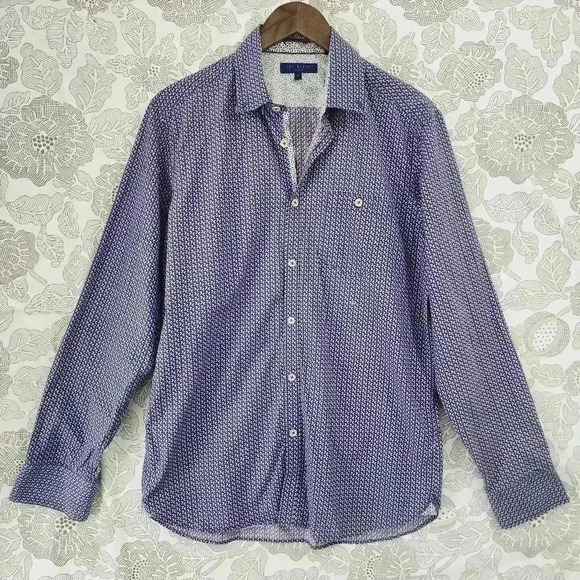Ted Baker London Printed Button down Long sleeve Men's Dress Shirt 16 - Picture 1 of 7
